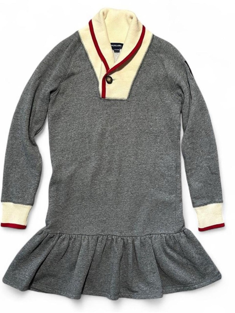 Ralph Lauren Grey and red Girls sweater dress with collar